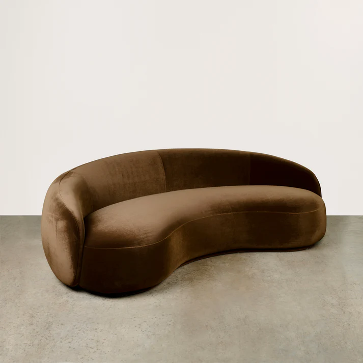 Home Mart Velvet Curved Sofa - Image 4