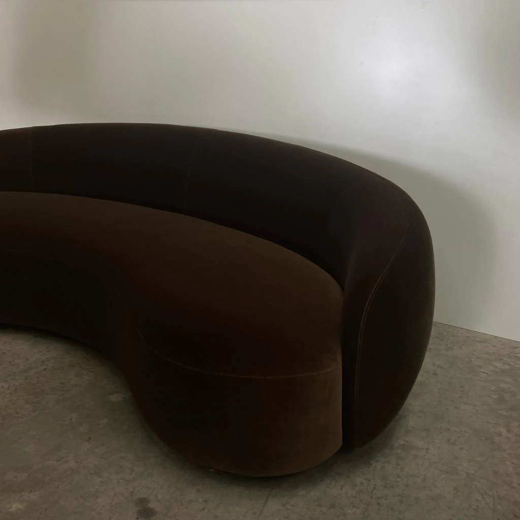 Home Mart Velvet Curved Sofa - Image 5