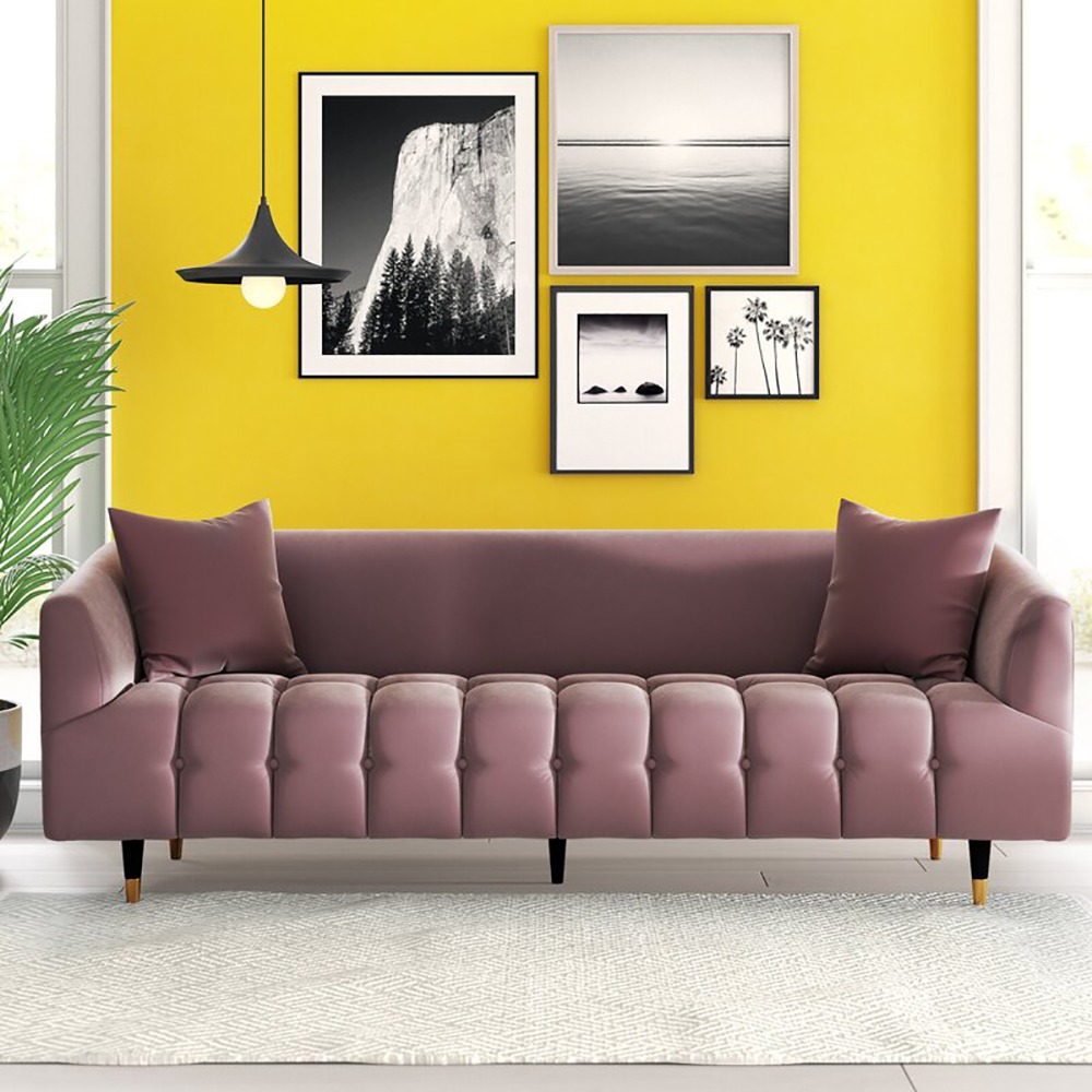 Home Mart Dagenham Velvet Round Arm Sofa - Image 2