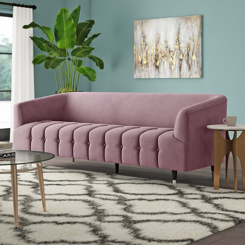 Home Mart Dagenham Velvet Round Arm Sofa