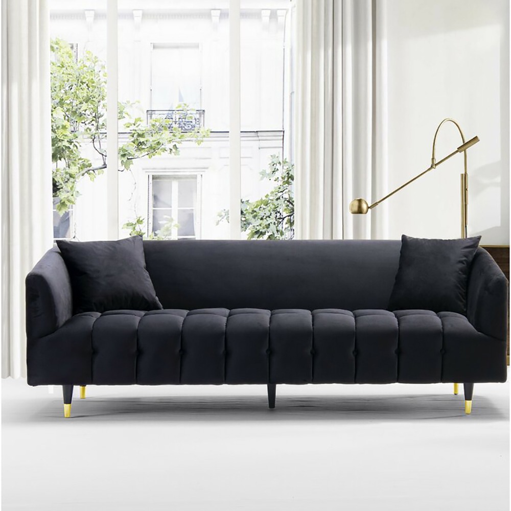 Home Mart Dagenham Velvet Round Arm Sofa - Image 7