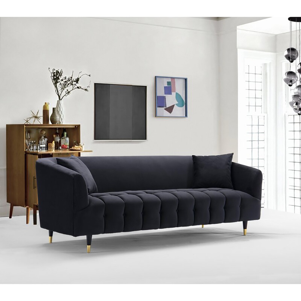 Home Mart Dagenham Velvet Round Arm Sofa - Image 8