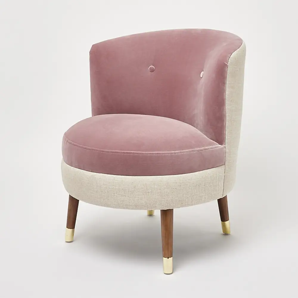 Home Mart Dusty Pink Velvet Accent Chair - Image 2