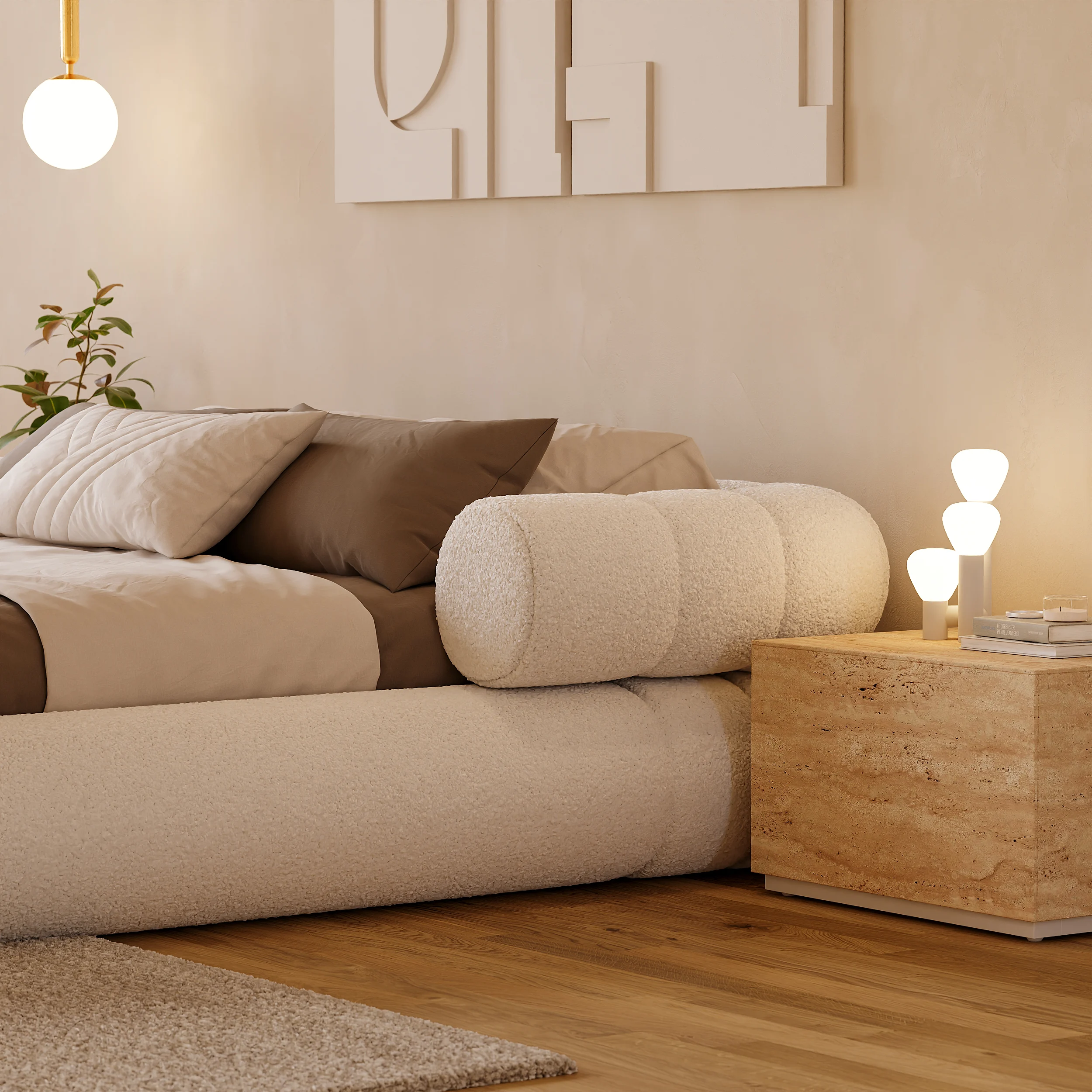 Home Mart Fantasy Queen Size Boucle Bed - Image 3