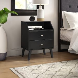 Home Mart 2-Drawers Night Stand in Black
