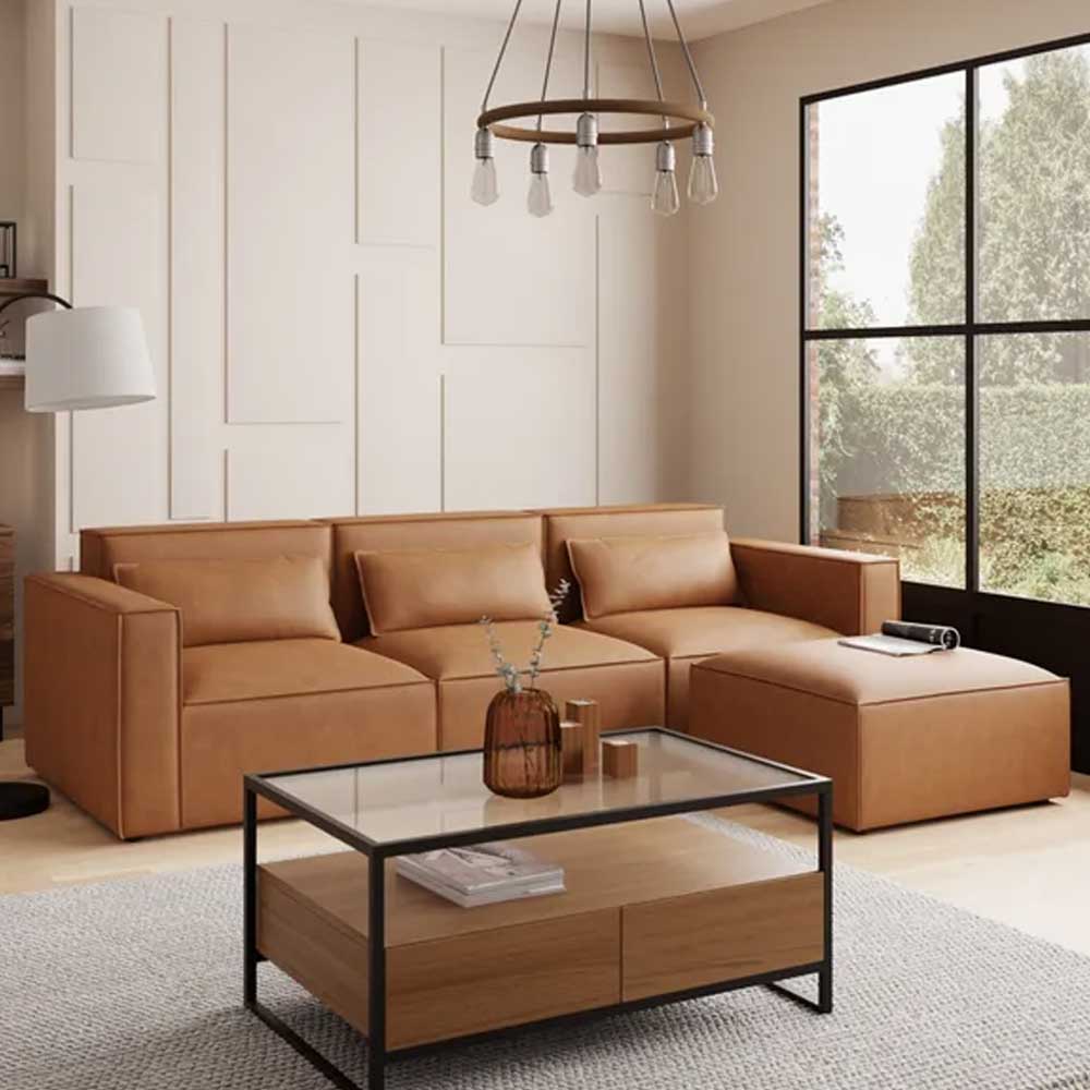 Home Mart Furniture Faux Leather Sectional Sofa