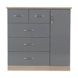 Home Mart Grey 5 Drawer Compact Wardrobe