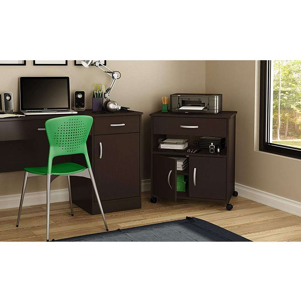 Home Mart Printer Cart with Wheels in Dark Brown - Image 2