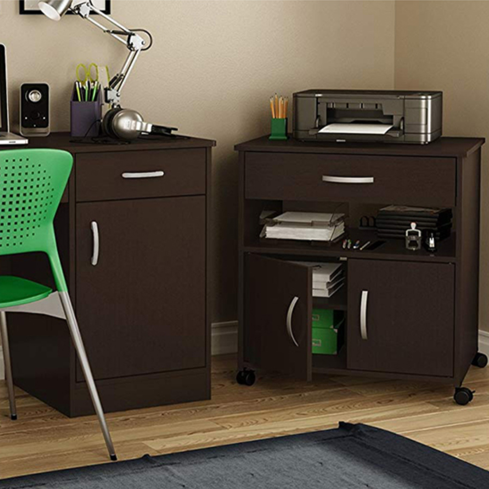 Home Mart Printer Cart with Wheels in Dark Brown