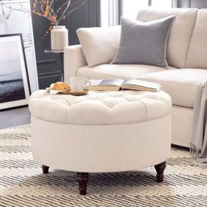 Home Mart Tufted Round Storage Ottoman