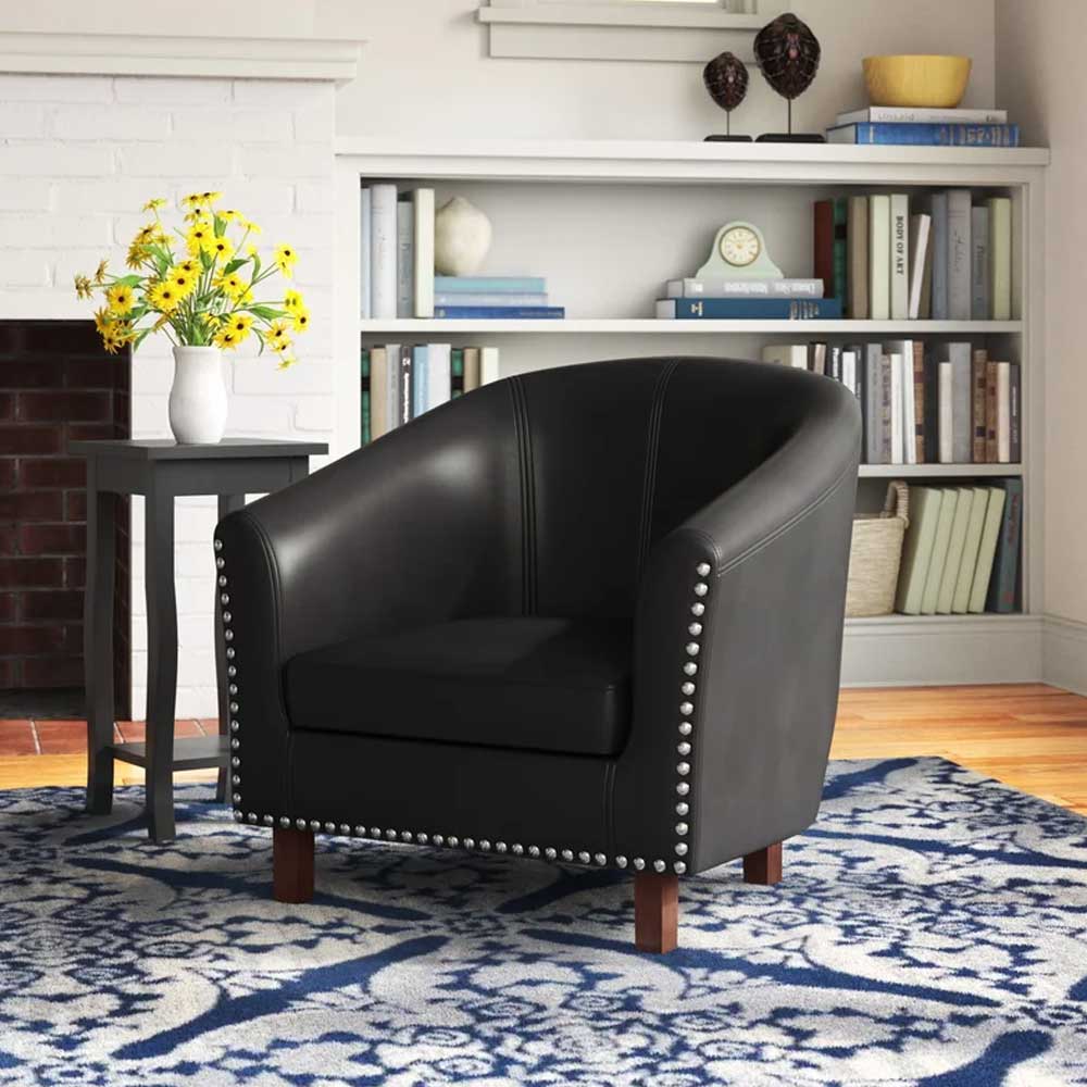 Home Mart Faux Leather Upholstered Accent Chair