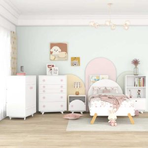 Home Mart Five-Piece Bedroom Set with Twin Platform Bed by Furniture