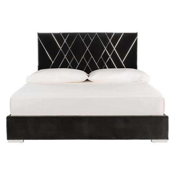 Home Mart French Velvet Upholstered Bed - Image 3