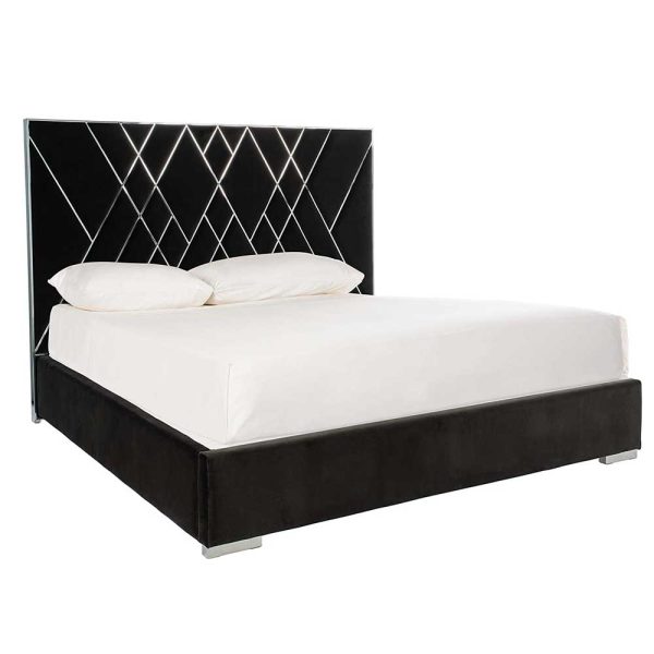 Home Mart French Velvet Upholstered Bed - Image 4