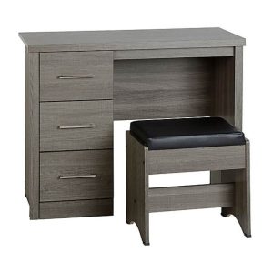 Home Mart Grey 3 Drawers Dressing Table with Stool