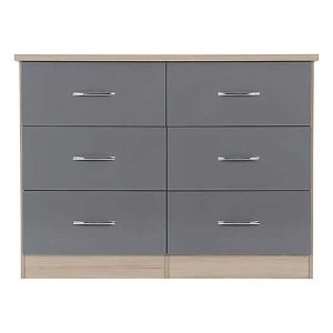 Home Mart Grey 6 Drawer Chest of Drawer Fatima