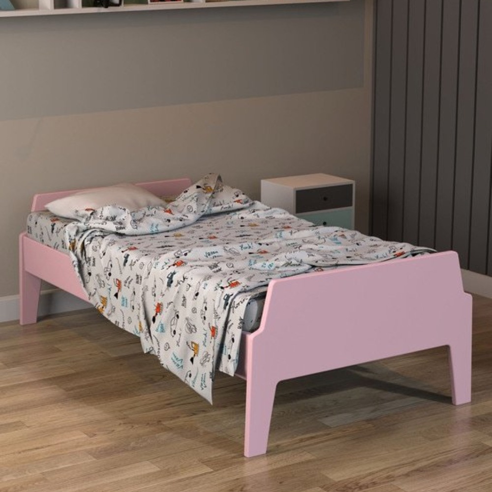 Home Mart Indus Panel MDF Bed in Pink