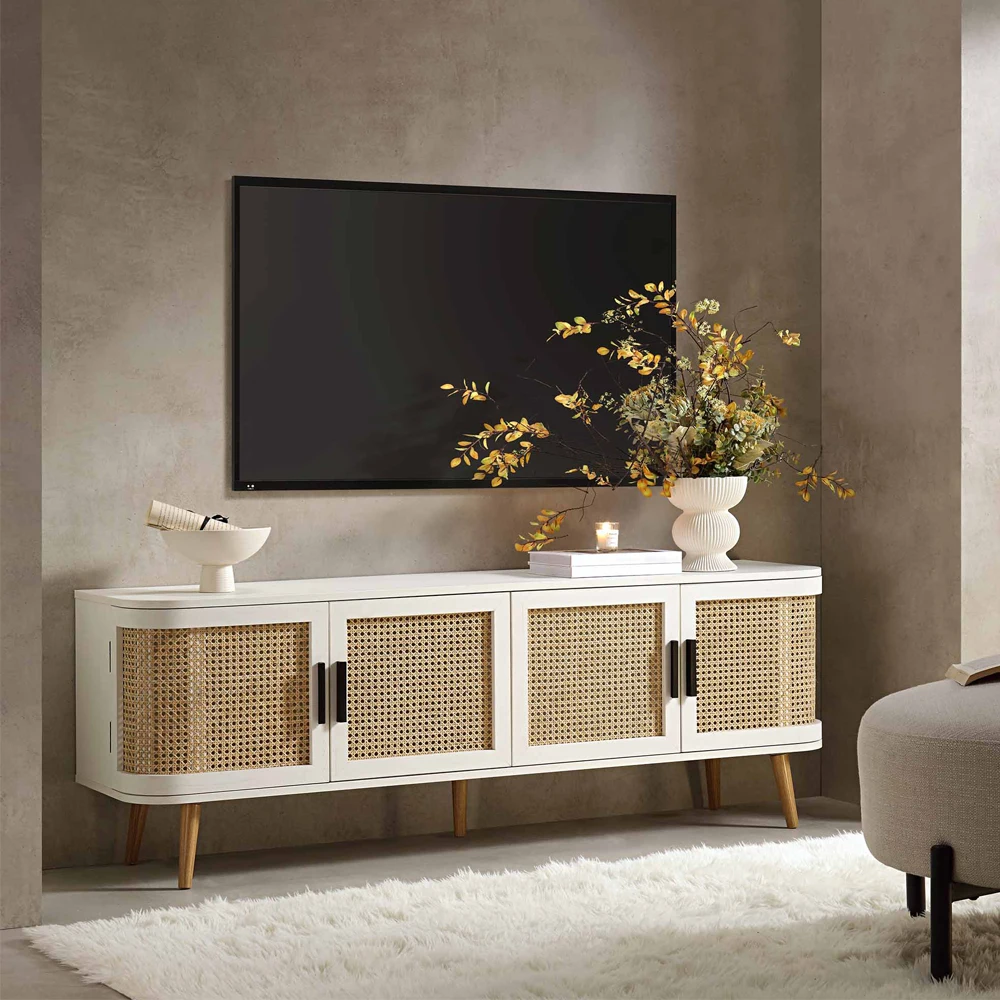 Home Mart Isla Rattan Curved TV Console - Image 13