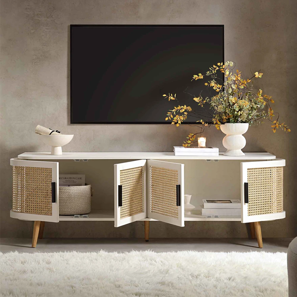 Home Mart Isla Rattan Curved TV Console - Image 12