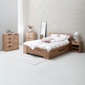 Home Mart Jenslev Series Veneer Oak Bedroom Set