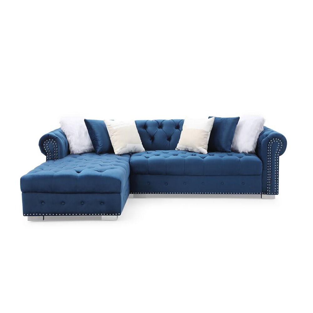 Home Mart Jilian Velvet Left Hand Facing Sectional Sofa - Image 3
