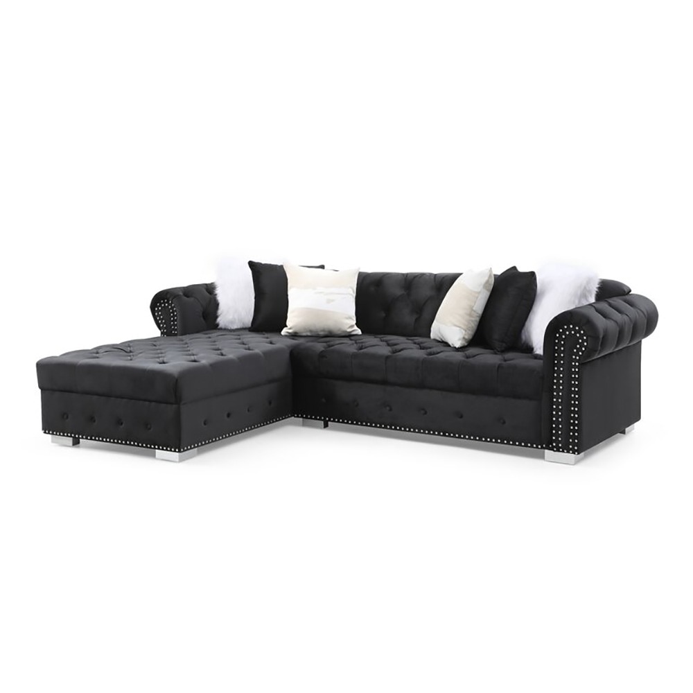 Home Mart Jilian Velvet Left Hand Facing Sectional Sofa - Image 7