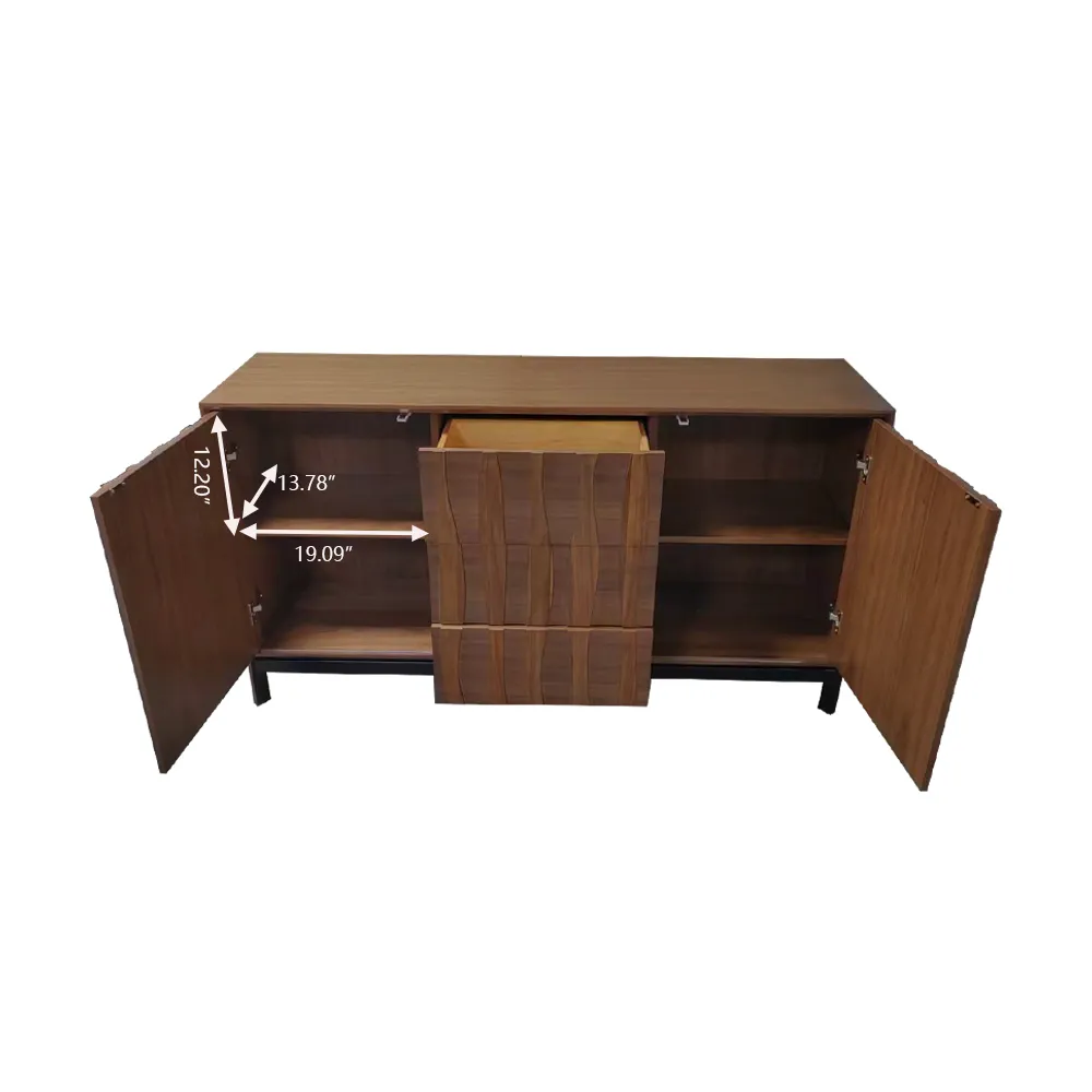 Home Mart Jordan Modern Walnut Sideboard Buffet - Image 4