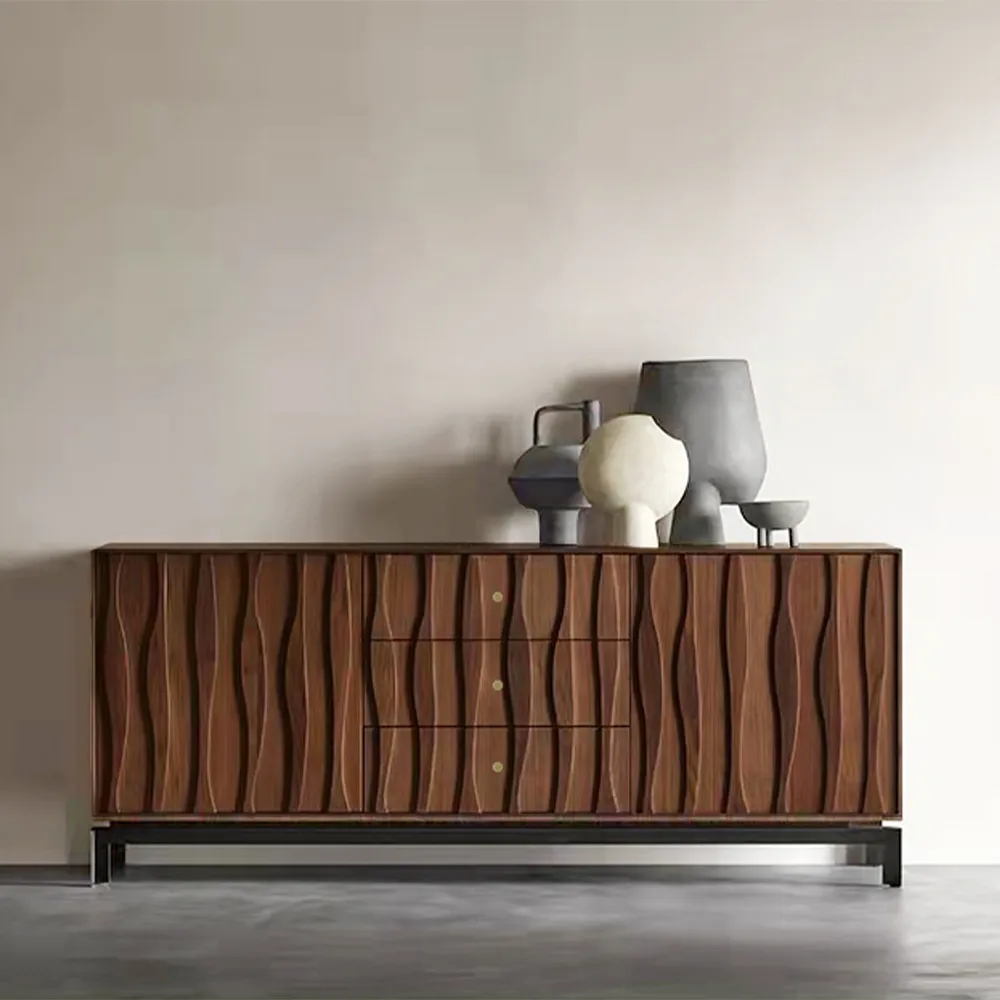 Home Mart Jordan Modern Walnut Sideboard Buffet - Image 6