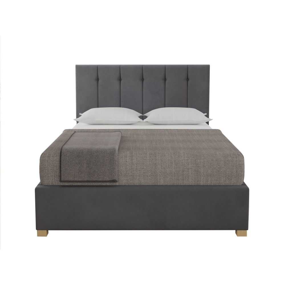Home Mart King Size Ottoman Bed in Grey Velvet - Image 2