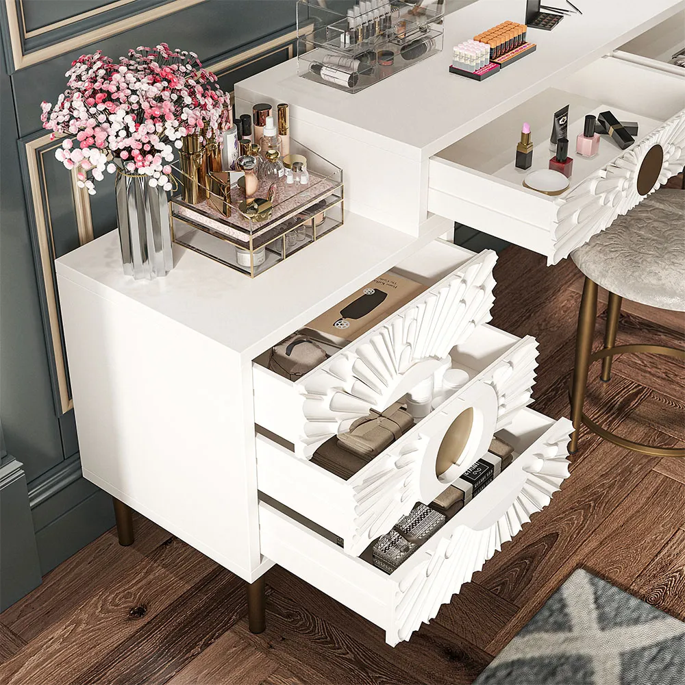 Home Mart Liv Wood Makeup Vanity - Image 8