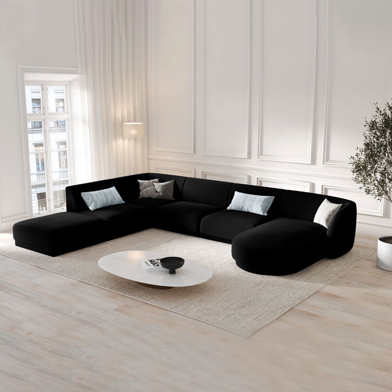 Home Mart Luxury U-Shaped Velvet Upholstered Sofa - Image 3