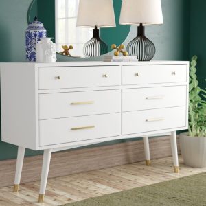 Home Mart Lyla 6 Drawer Dresser in White