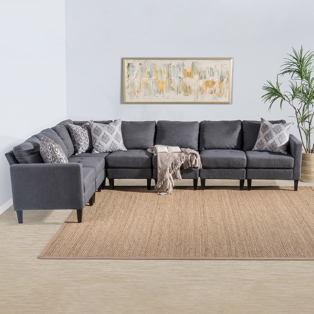 Home Mart Mahra 7-piece Fabric Sectional Sofa Set - Image 5