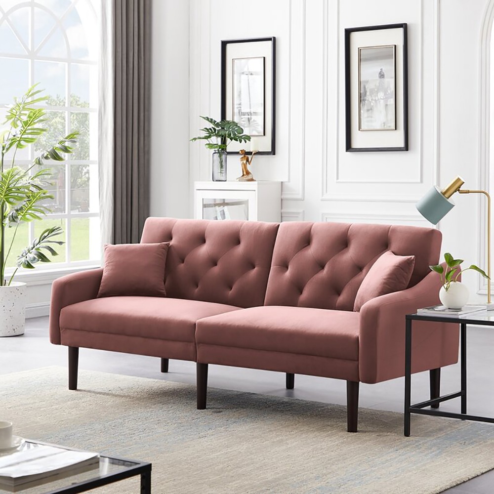 Home Mart Malek Velvet Square Arm Sofa - Image 2