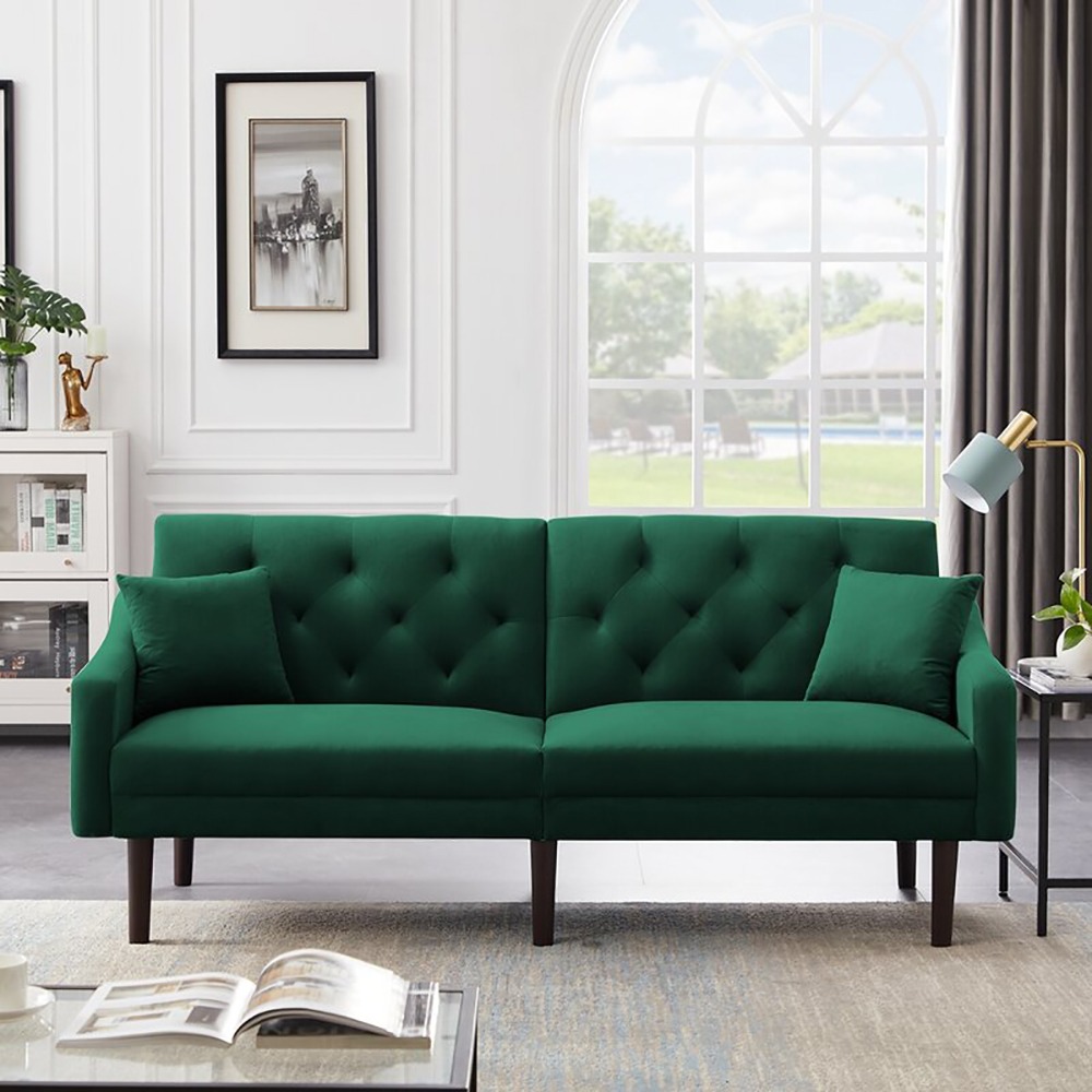 Home Mart Malek Velvet Square Arm Sofa - Image 6