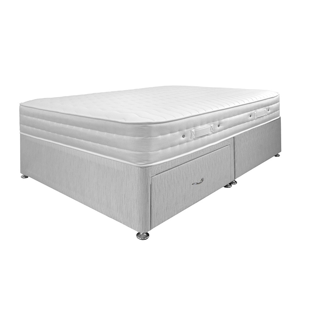 Home Mart Memory Mattress with Grey 2 Drawer Platform Divan Bed - Image 3