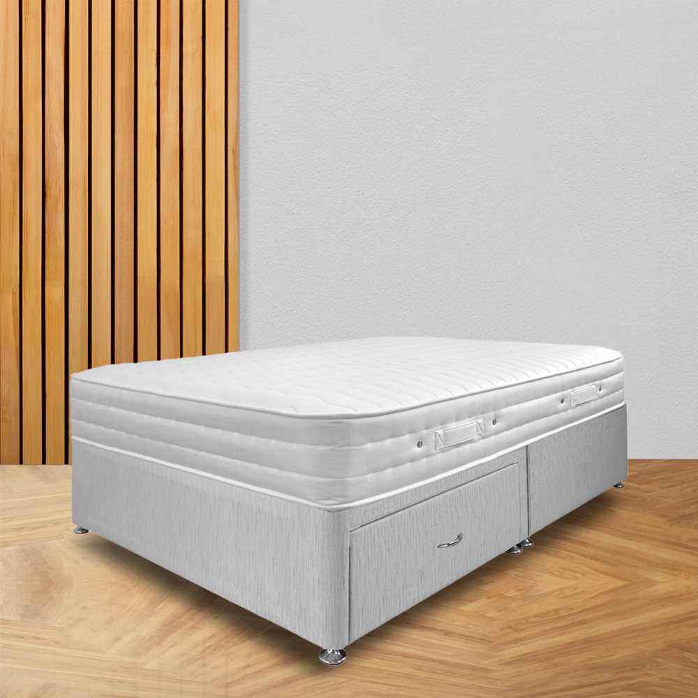 Home Mart Memory Mattress with Grey 2 Drawer Platform Divan Bed