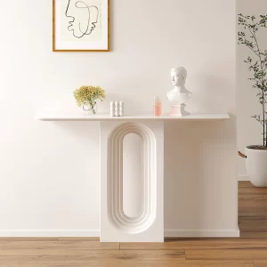 Home Mart Moana  Wood White Console Table