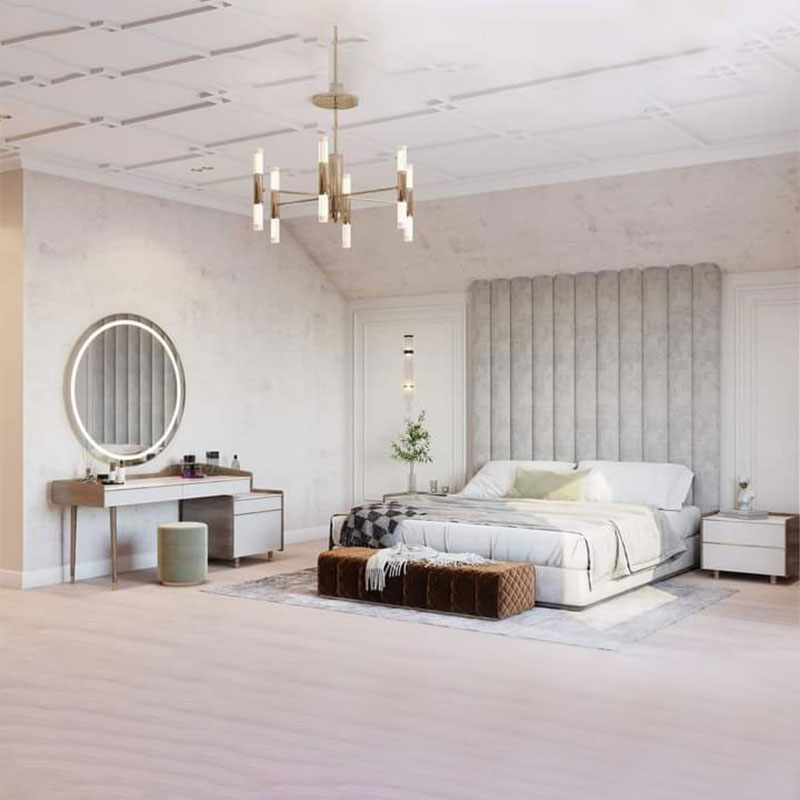 Home Mart Modern Vertical Channel Wall Panel Headboard Bed - Image 3