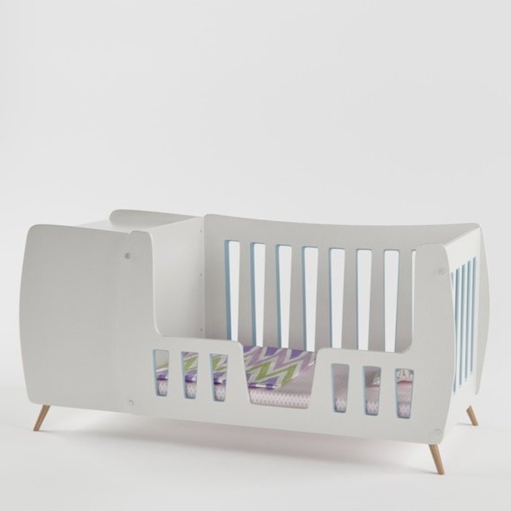 Home Mart PeaPod Crib in Blue with babybed Railing