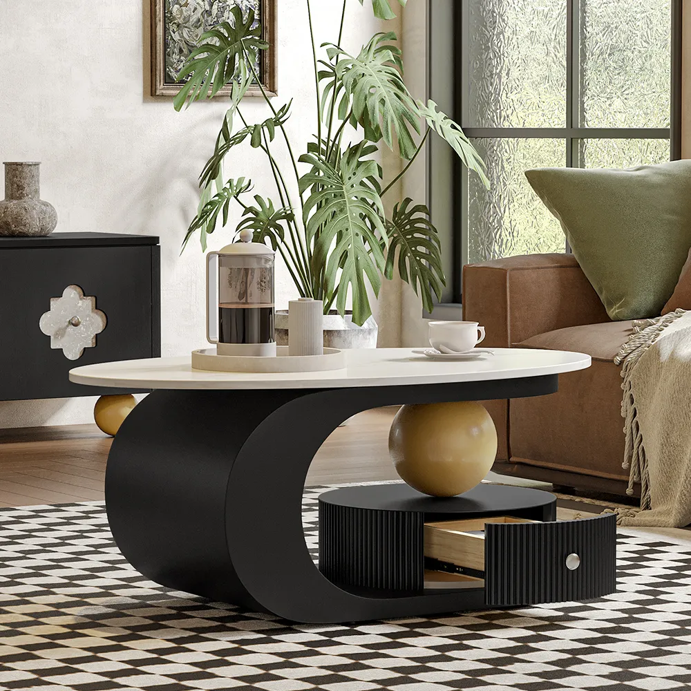 Home Mart Quatrefoil Oval Coffee - Image 3