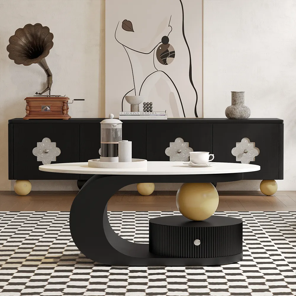 Home Mart Quatrefoil Oval Coffee - Image 6