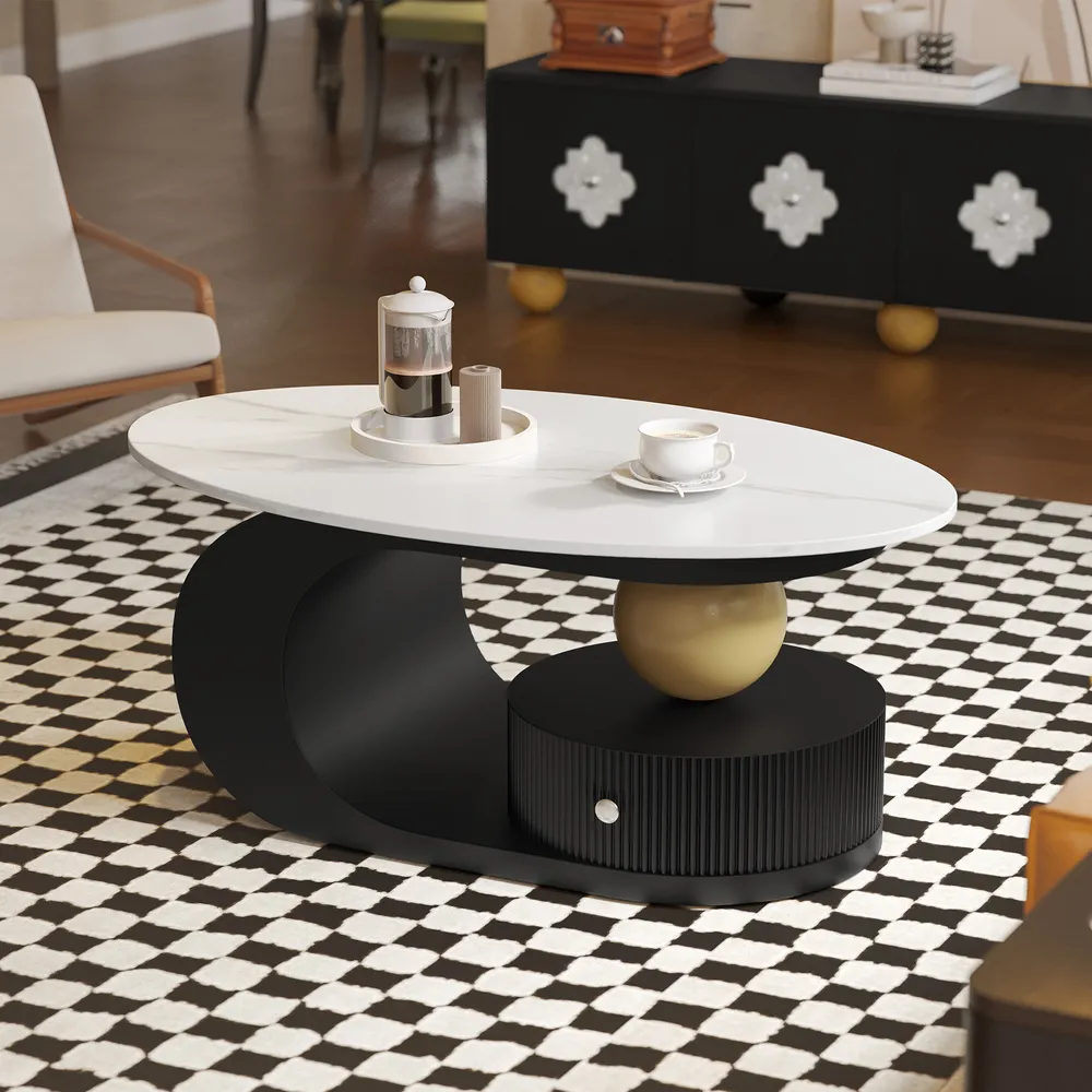 Home Mart Quatrefoil Oval Coffee - Image 4