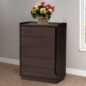 Home Mart Queen Brown Finished 5 Drawer Chest