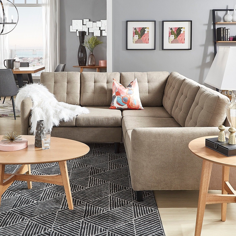 Home Mart Rivers Khaki Velvet Sectional