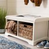 Home Mart Safavieh Freddy Distressed White Wicker Storage Bench