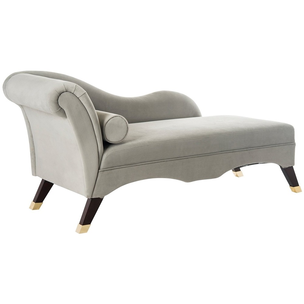 Home Mart Safavieh Mid-Century Velvet Grey Chaise - Image 3