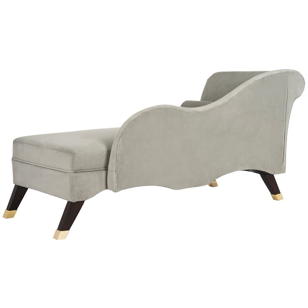 Home Mart Safavieh Mid-Century Velvet Grey Chaise - Image 4