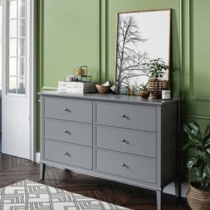 Home Mart Soderville 6 Drawer Dresser in Grey