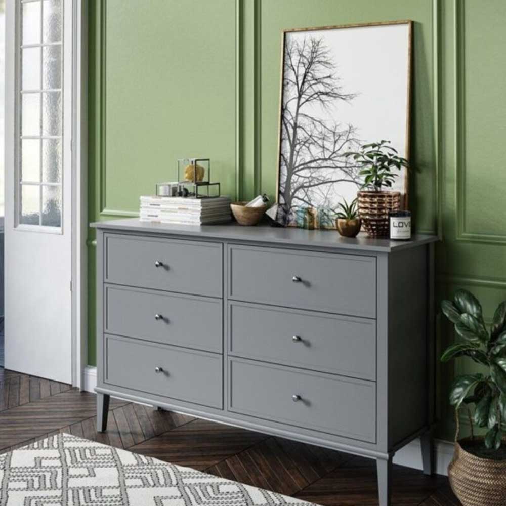 Home Mart Soderville 6 Drawer Dresser in Grey